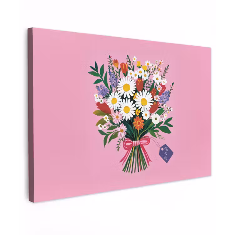 Bloemen - Quote - Kaartje - Kleurrijk Tuinposter op houten frame 2 cm dik klein -3d