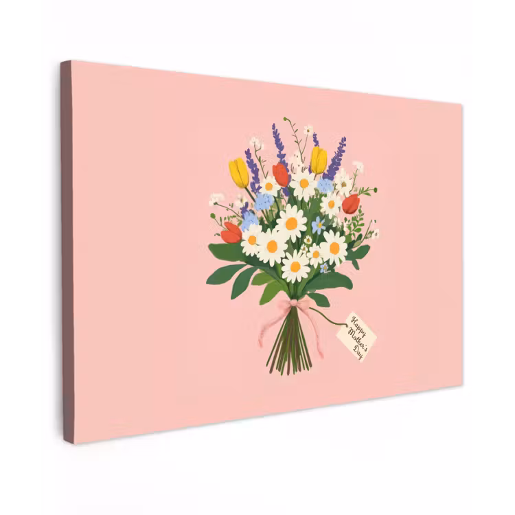 Bloemen - Lint - Kaartje Tuinposter op houten frame 2 cm dik klein -3d