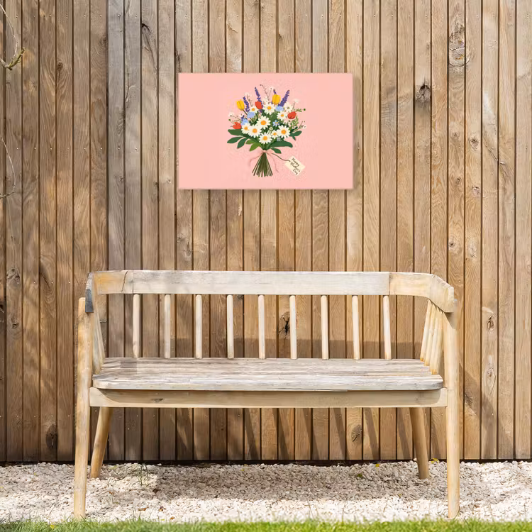 Bloemen - Lint - Kaartje Tuinposter op houten frame 2 cm dik klein -sfeer4