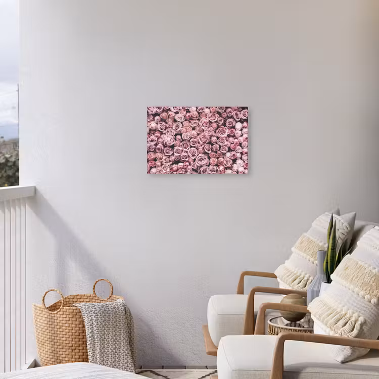 Bloemen - Rozen - Natuur - Roze - Botanisch Tuinposter op houten frame 2 cm dik klein -sfeer1