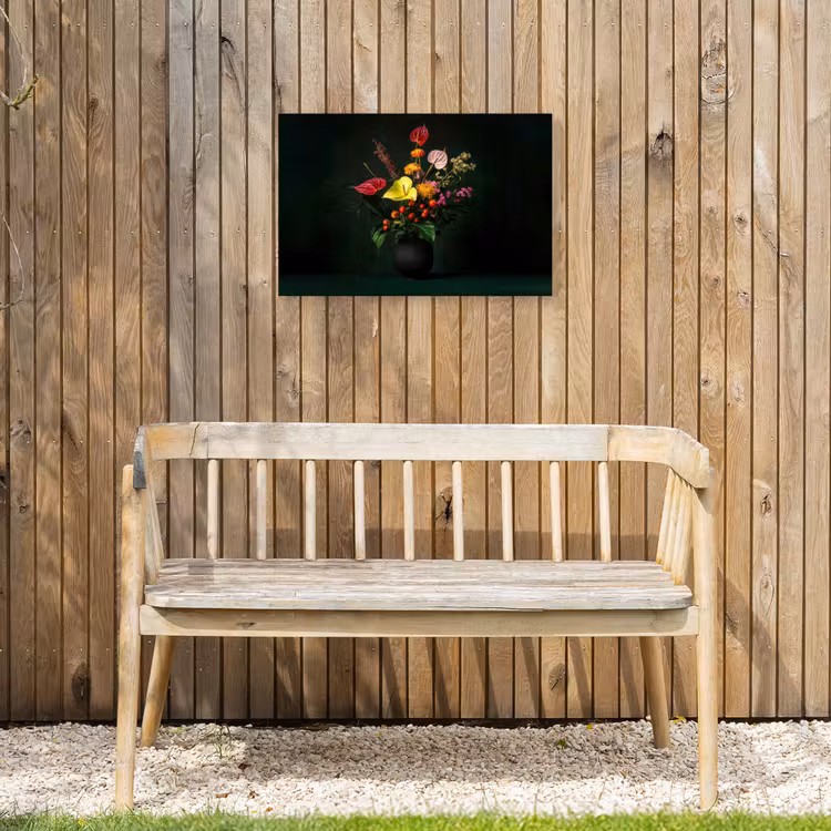 Bloemen - Vaas - Zwart Tuinposter op houten frame 2 cm dik klein -sfeer4