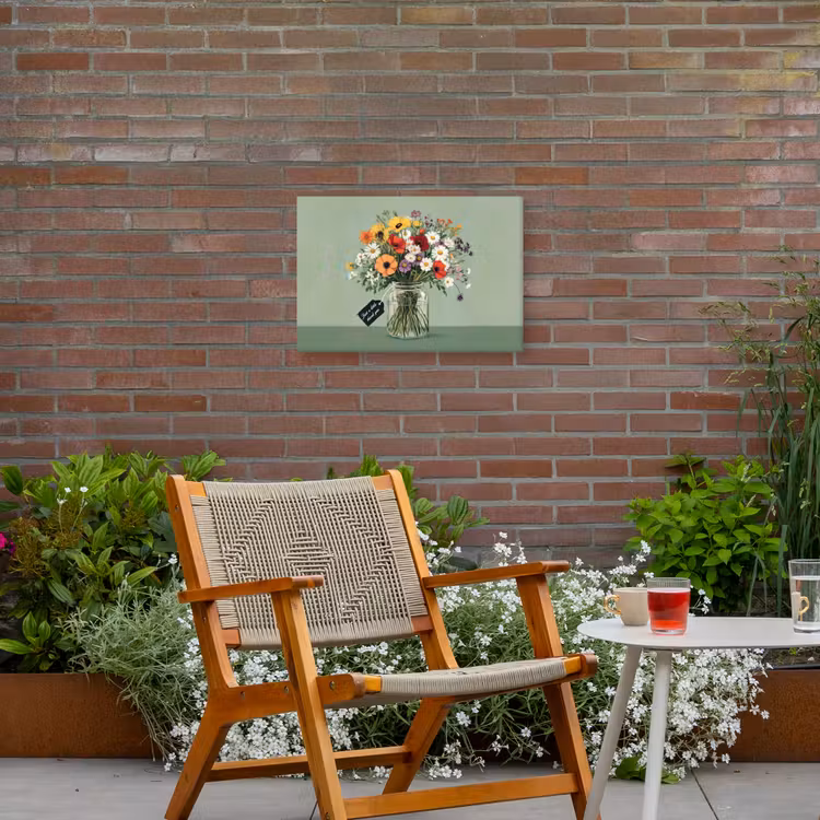 Bloemen - Vaas - Kaartje Tuinposter op houten frame 2 cm dik klein -sfeer3