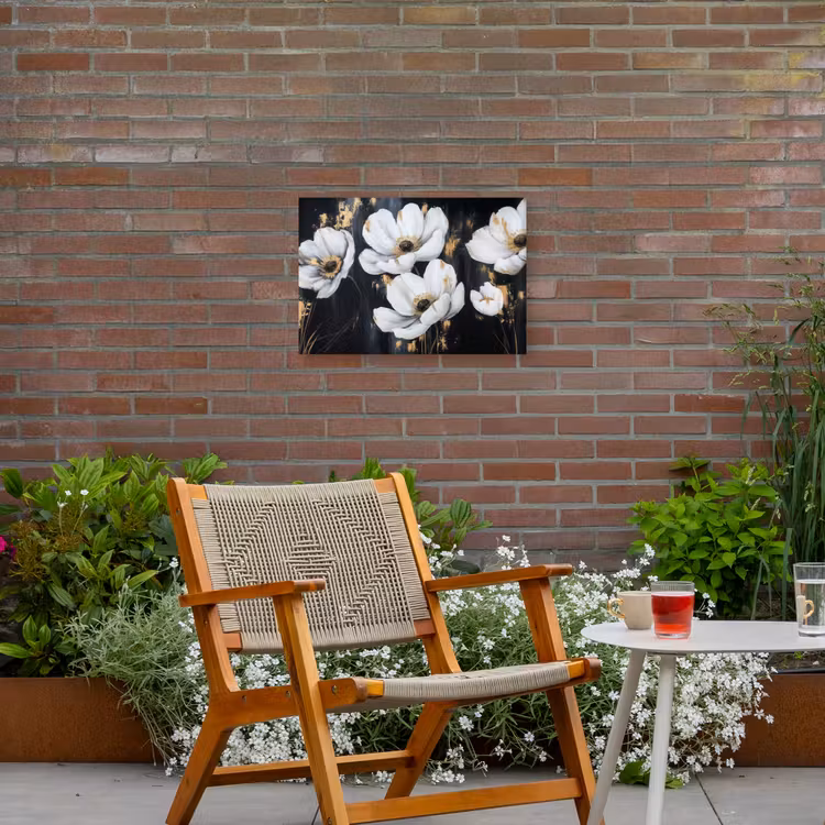 Bloemen - Wit - Abstract Tuinposter op houten frame 2 cm dik klein -sfeer3