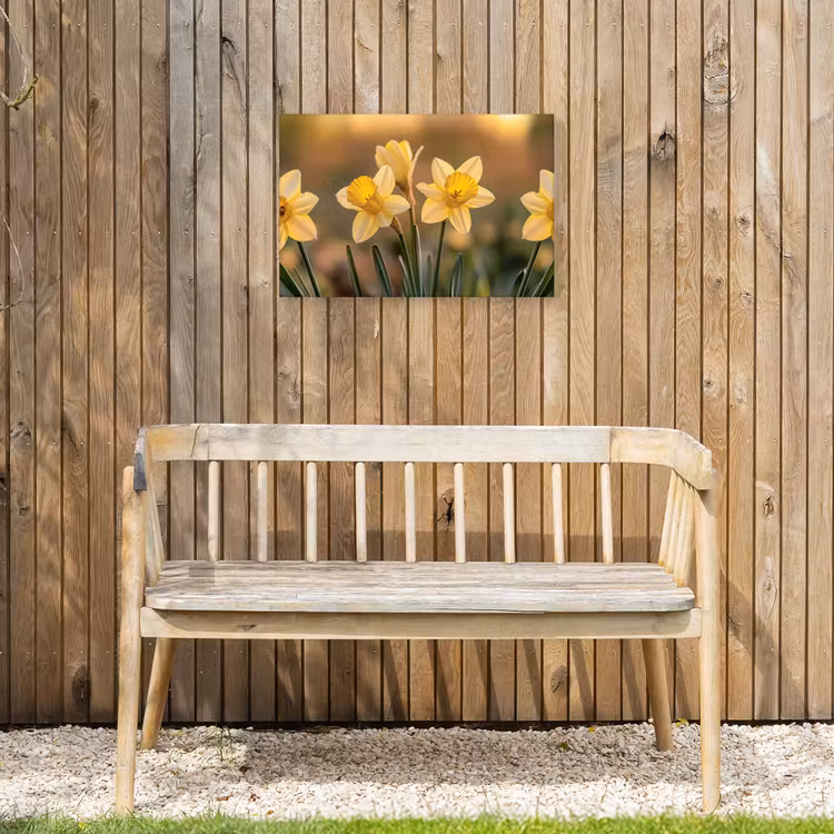 Bloemen - Geel - Wazig Tuinposter op houten frame 2 cm dik klein -sfeer4