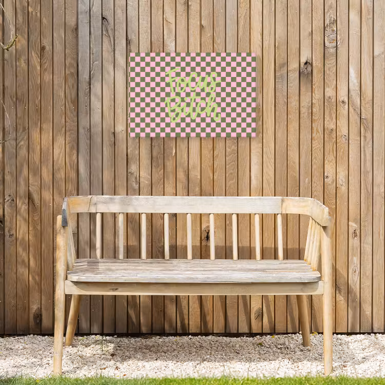 Focus - Vakken - Roze Tuinposter op houten frame 2 cm dik klein -sfeer4