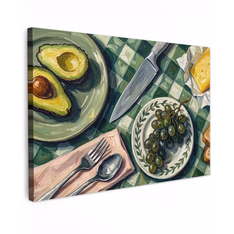 Eten - Ontbijt - Tafel - Modern - Groen Tuinposter op houten frame 2 cm dik klein -3d