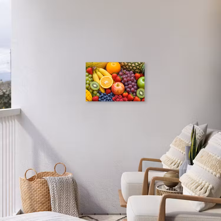 Eten - Fruit - Vers - Kleurrijk - Voeding Tuinposter op houten frame 2 cm dik klein -sfeer1