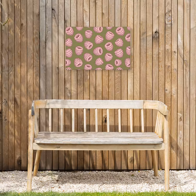 Eten - Patroon - Illustratie - Roze - Groen Tuinposter op houten frame 2 cm dik klein -sfeer4
