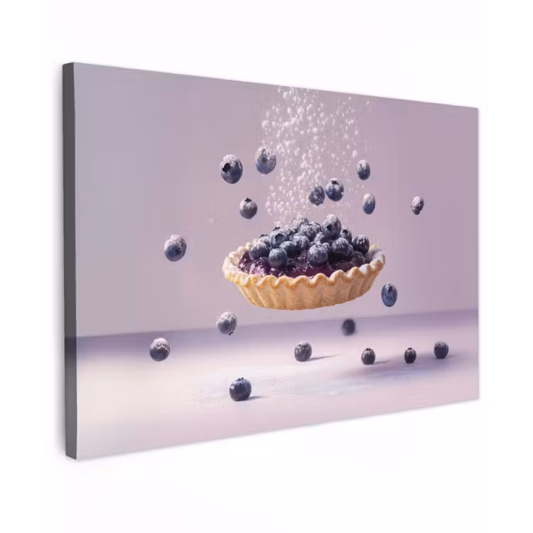 Eten - Taart - Bessen - Blauw Tuinposter op houten frame 2 cm dik klein -3d