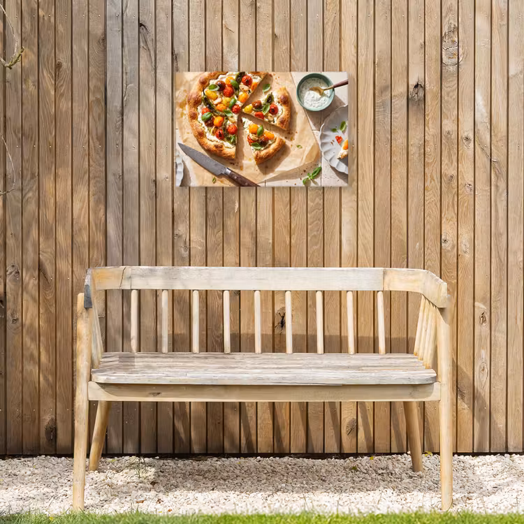 Eten - Tomaten - Basilicum - Maaltijd - Vers Tuinposter op houten frame 2 cm dik klein -sfeer4