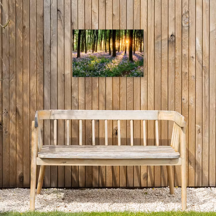 Bos - Bloemen - Lavendel - Zon - Paars - Natuur Tuinposter op houten frame 2 cm dik klein -sfeer4