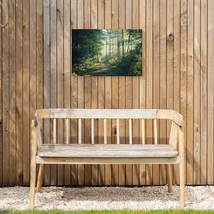 Bos - Pad - Zon - Bomen - Groen - Natuur Tuinposter op houten frame 2 cm dik klein -sfeer4