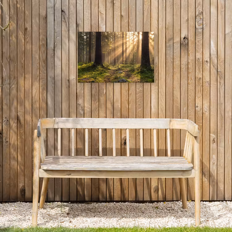 Bos - Zonlicht - Gras Tuinposter op houten frame 2 cm dik klein -sfeer4