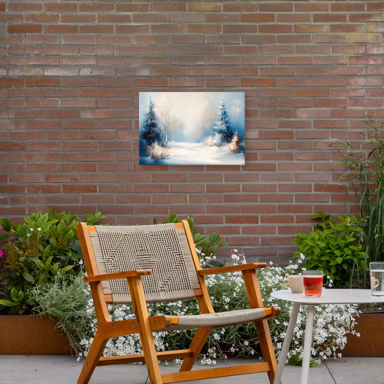 Bos - Winter - Natuur - Abstract - Sneeuw Tuinposter op houten frame 2 cm dik klein -sfeer3