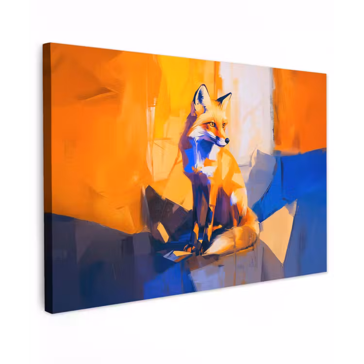 Vos - Oranje - Vormen - Abstract Tuinposter op houten frame 2 cm dik klein -3d