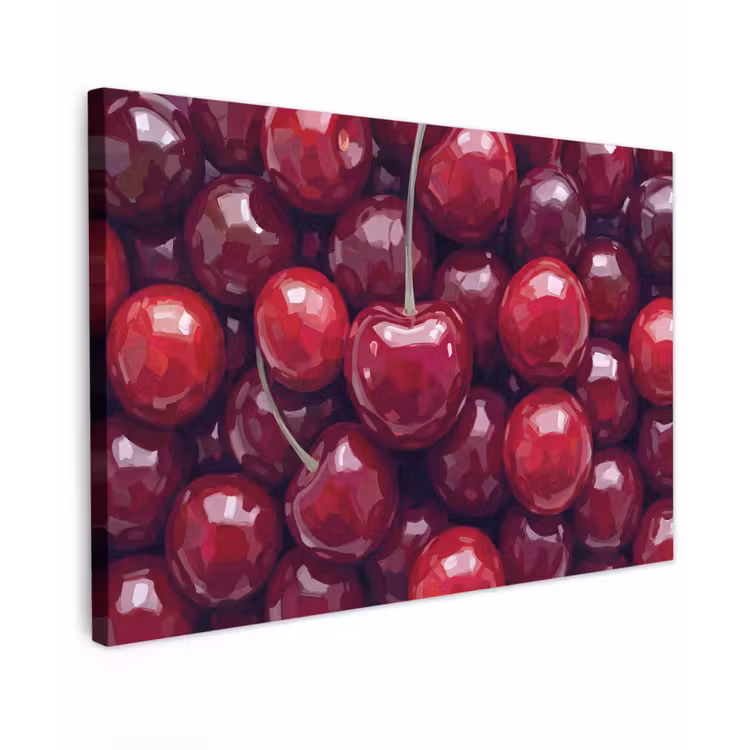 Fruit - Kersen - Eten - Modern - Rood Tuinposter op houten frame 2 cm dik klein -3d