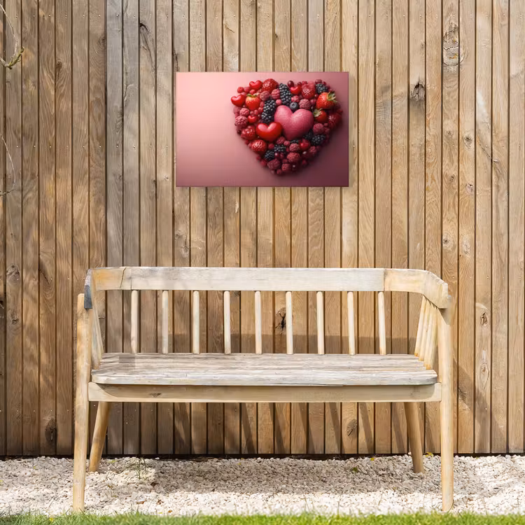 Fruit - Hartjes - Aardbeien - Frambozen - Bosbessen Tuinposter op houten frame 2 cm dik klein -sfeer4