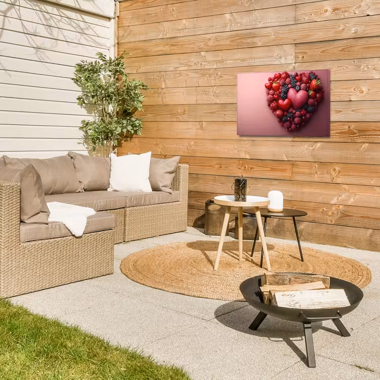 Fruit - Hartjes - Aardbeien - Frambozen - Bosbessen Tuinposter op houten frame 2 cm dik klein -sfeer2