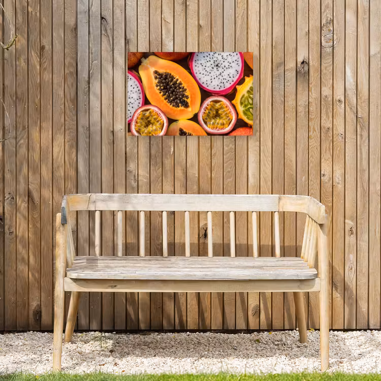 Fruit - Geopend - Tropisch - Eten - Kleurrijk Tuinposter op houten frame 2 cm dik klein -sfeer4