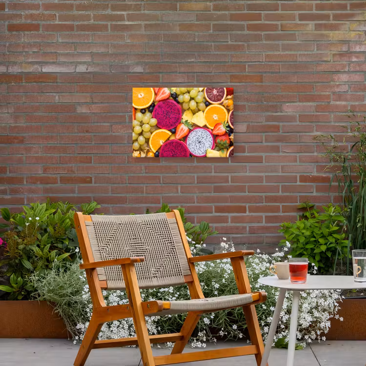 Fruit - Assortiment - Kleurrijk - Gezondheid Tuinposter op houten frame 2 cm dik klein -sfeer3