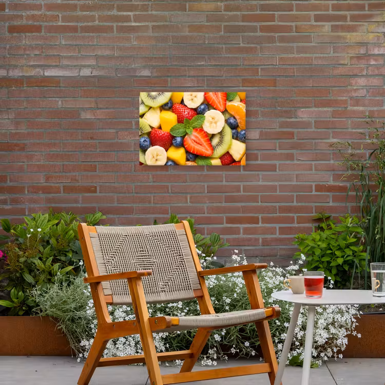 Fruit - Plakjes - Eten - Kleurrijk Tuinposter op houten frame 2 cm dik klein -sfeer3