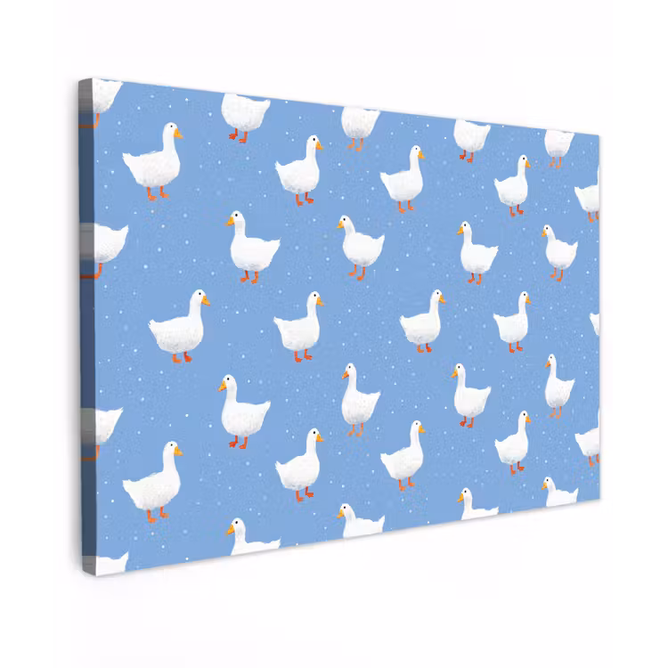 Ganzen - Elegant - Blauw Tuinposter op houten frame 2 cm dik klein 845 -3d