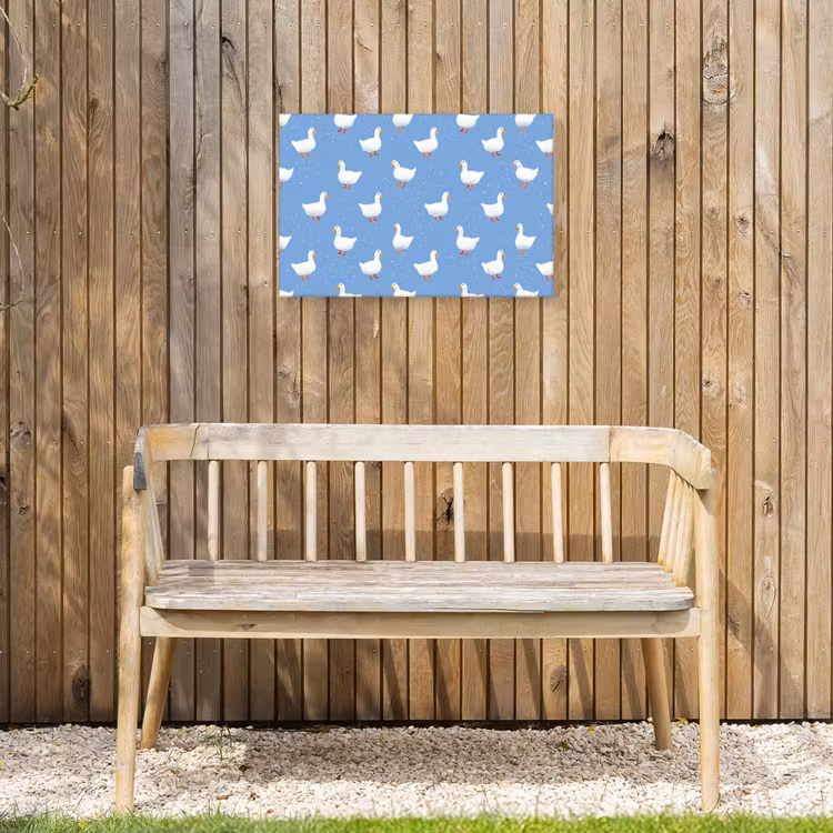 Ganzen - Elegant - Blauw Tuinposter op houten frame 2 cm dik klein 845 -sfeer4