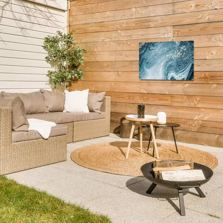 Marmer look - Blauw - Luxe Tuinposter op houten frame 2 cm dik klein -sfeer2