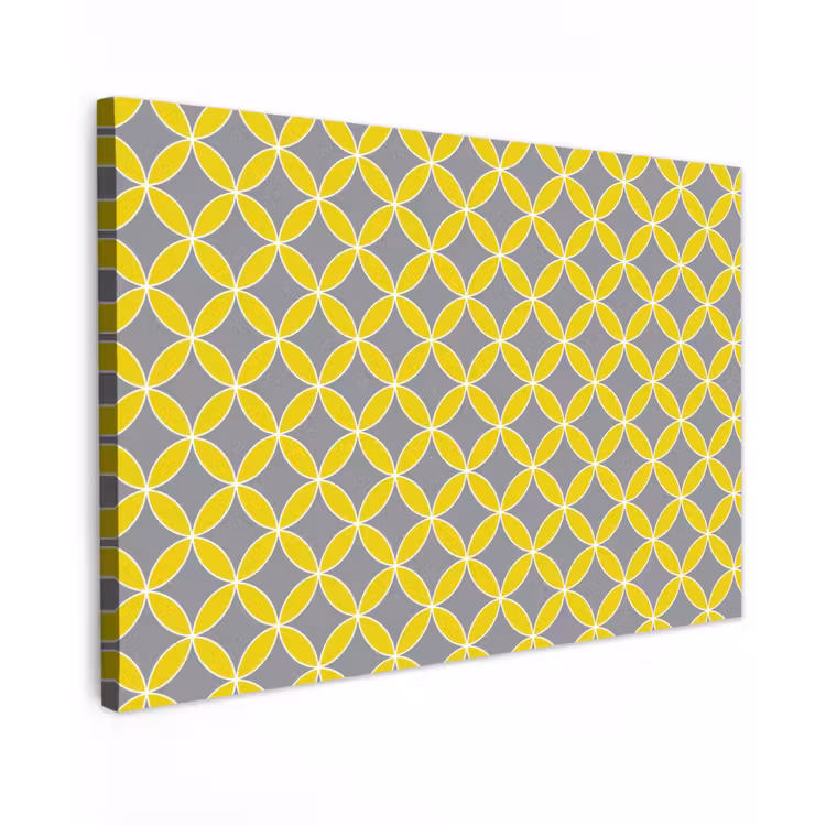 Geometrisch - Cirkels - Modern - Grijs - Geel Tuinposter op houten frame 2 cm dik klein 845 -3d
