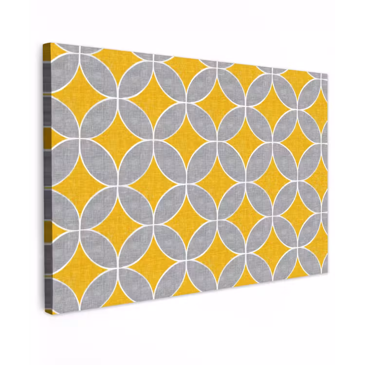 Geometrisch - Cirkels - Textuur - Grijs - Geel Tuinposter op houten frame 2 cm dik klein 845 -3d