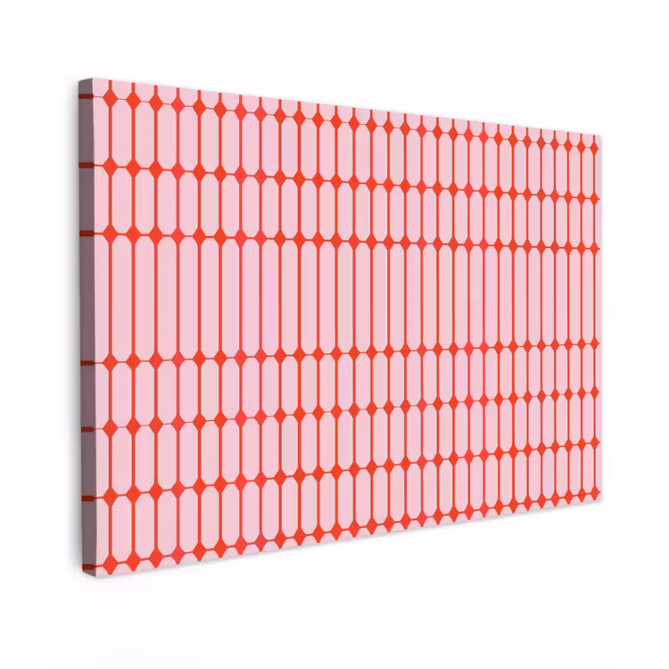 Geometrisch - Minimalistisch - Rood - Roze Tuinposter op houten frame 2 cm dik klein 845 -3d