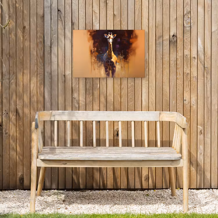 Giraf - Bruin - Abstract - Geschilderd Tuinposter op houten frame 2 cm dik klein -sfeer4