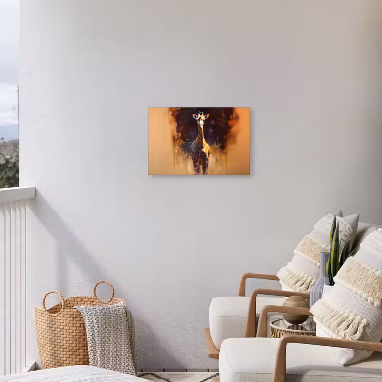 Giraf - Bruin - Abstract - Geschilderd Tuinposter op houten frame 2 cm dik klein -sfeer1