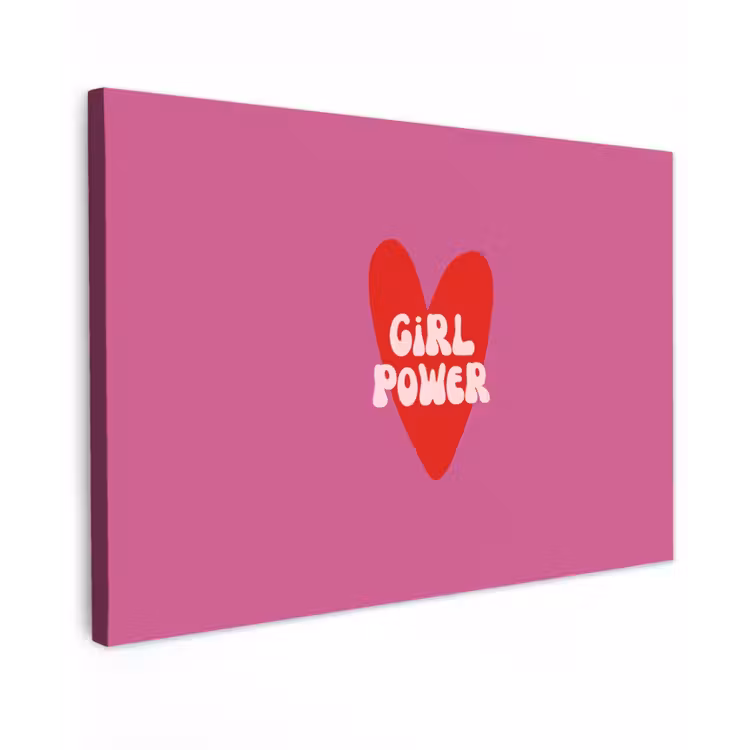 Girl power - Hart - Roze - Rood Tuinposter op houten frame 2 cm dik klein -3d