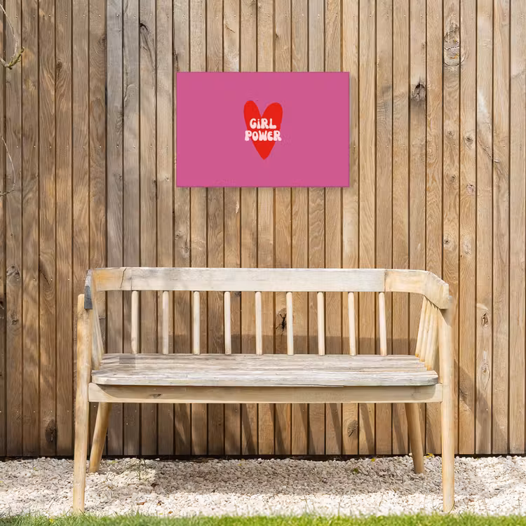 Girl power - Hart - Roze - Rood Tuinposter op houten frame 2 cm dik klein -sfeer4