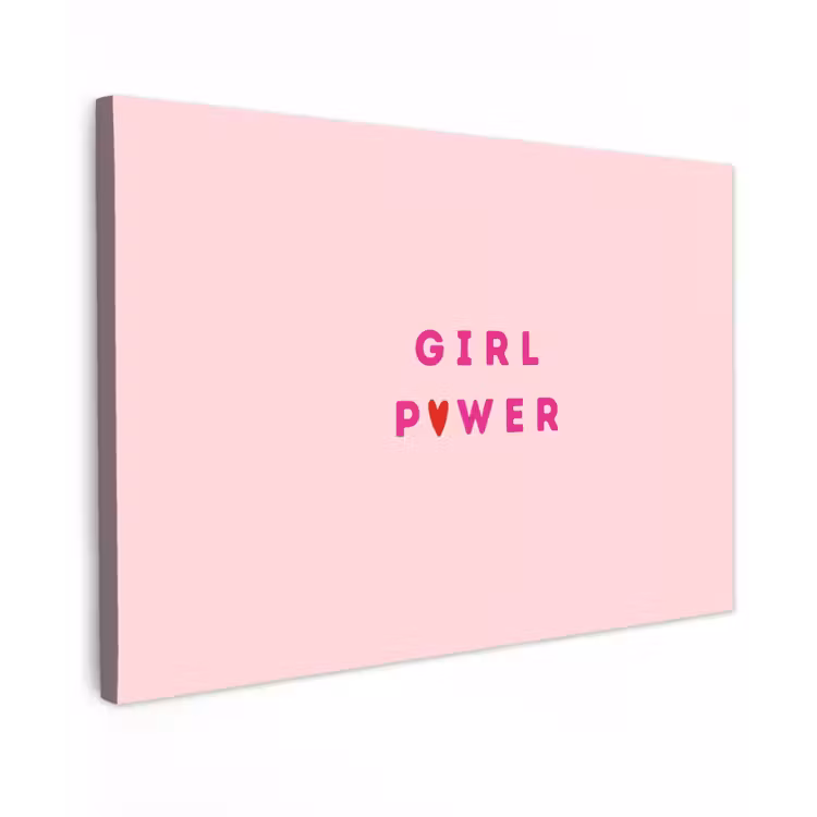 Girl power - Roze - Hartje Tuinposter op houten frame 2 cm dik klein -3d