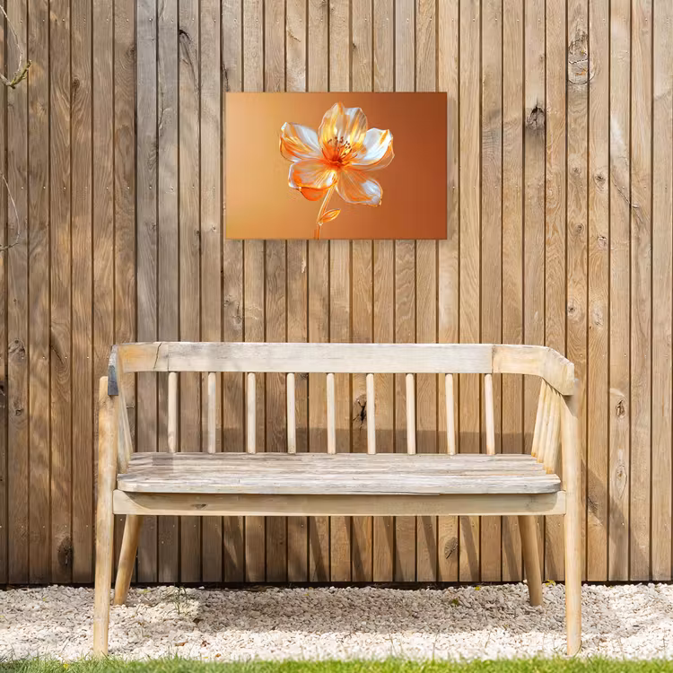 Glazen - Bloem - Oranje Tuinposter op houten frame 2 cm dik klein -sfeer4