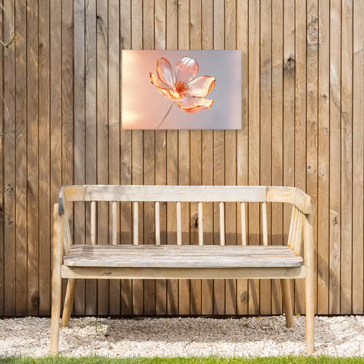 Glazen - Bloem - Roze Tuinposter op houten frame 2 cm dik klein -sfeer4