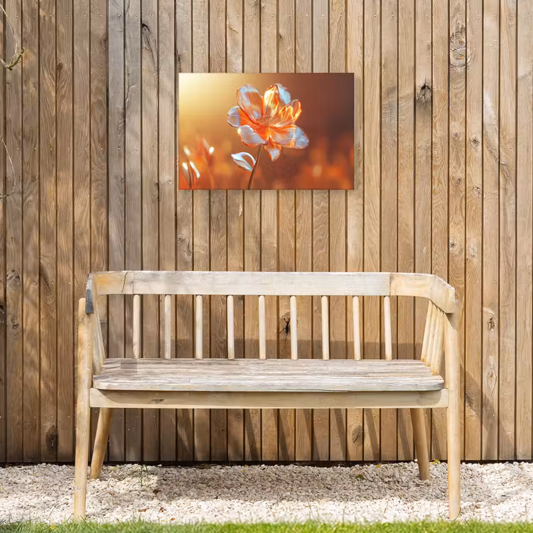 Glazen - Bloem - Zonlicht Tuinposter op houten frame 2 cm dik klein -sfeer4