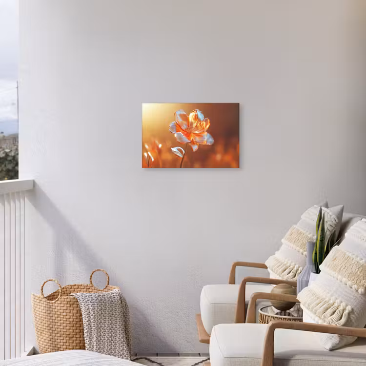 Glazen - Bloem - Zonlicht Tuinposter op houten frame 2 cm dik klein -sfeer1
