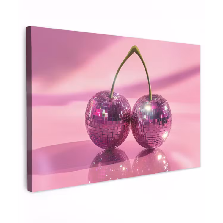 Glitter - Discobol - Roze - Kersen Tuinposter op houten frame 2 cm dik klein -3d
