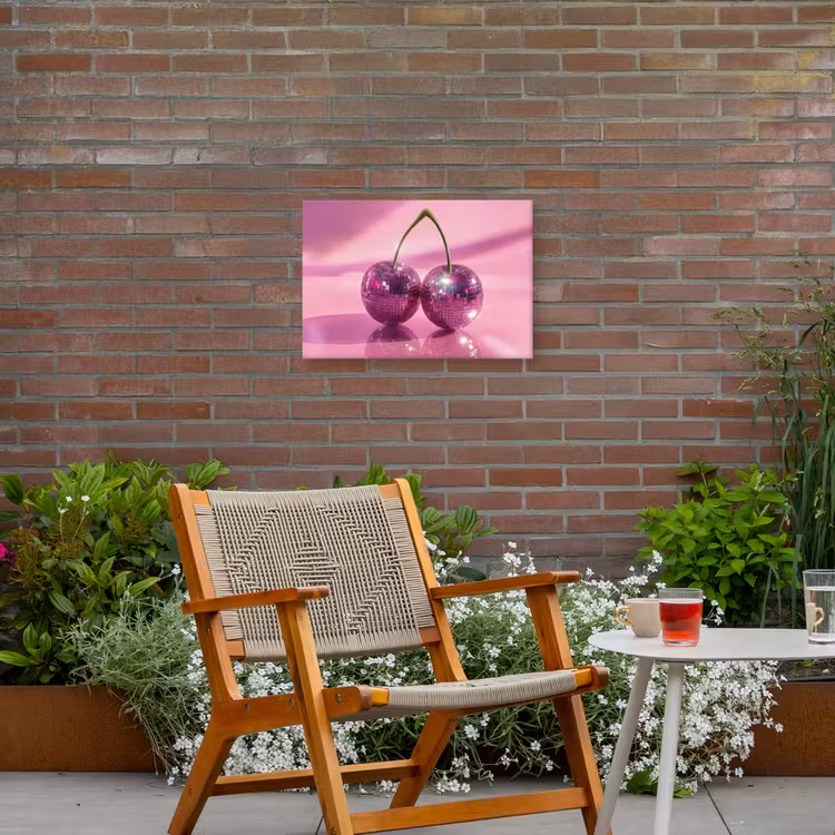Glitter - Discobol - Roze - Kersen Tuinposter op houten frame 2 cm dik klein -sfeer3