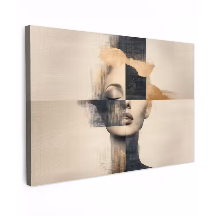 Goud - Vrouw - Rechthoeken Tuinposter op houten frame 2 cm dik klein -3d