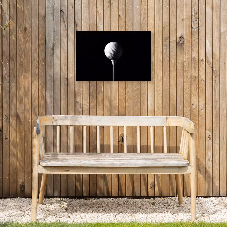 Golfbal - Minimalistisch - Wit Tuinposter op houten frame 2 cm dik klein -sfeer4