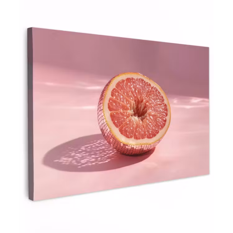 Grapefruit - Roze - Disco - Shiny Tuinposter op houten frame 2 cm dik klein -3d