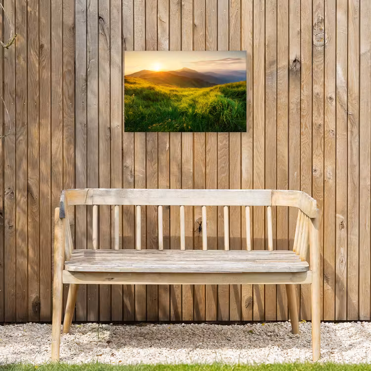 Gras - Heuvels - Zon - Natuur - Landschap Tuinposter op houten frame 2 cm dik klein -sfeer4