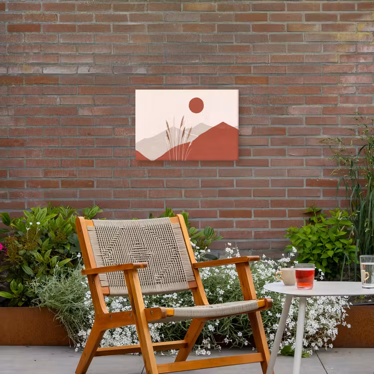 Gras - Landschap - Natuur - Abstract - Beige Tuinposter op houten frame 2 cm dik klein -sfeer3