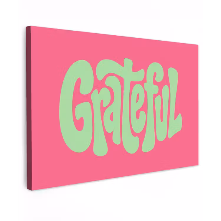 Grateful - Groen - Grafisch - Vloeiend Tuinposter op houten frame 2 cm dik klein -3d