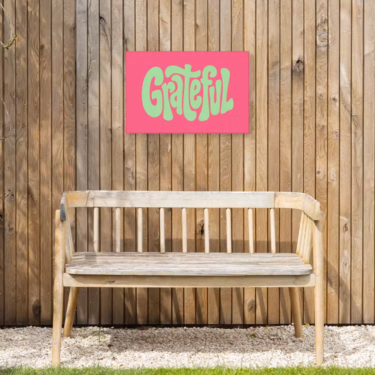 Grateful - Groen - Grafisch - Vloeiend Tuinposter op houten frame 2 cm dik klein -sfeer4