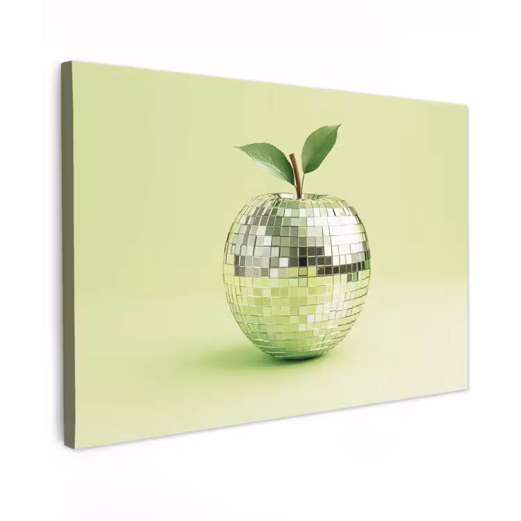 Groen - Disco - Decoratie - Appel Tuinposter op houten frame 2 cm dik klein -3d